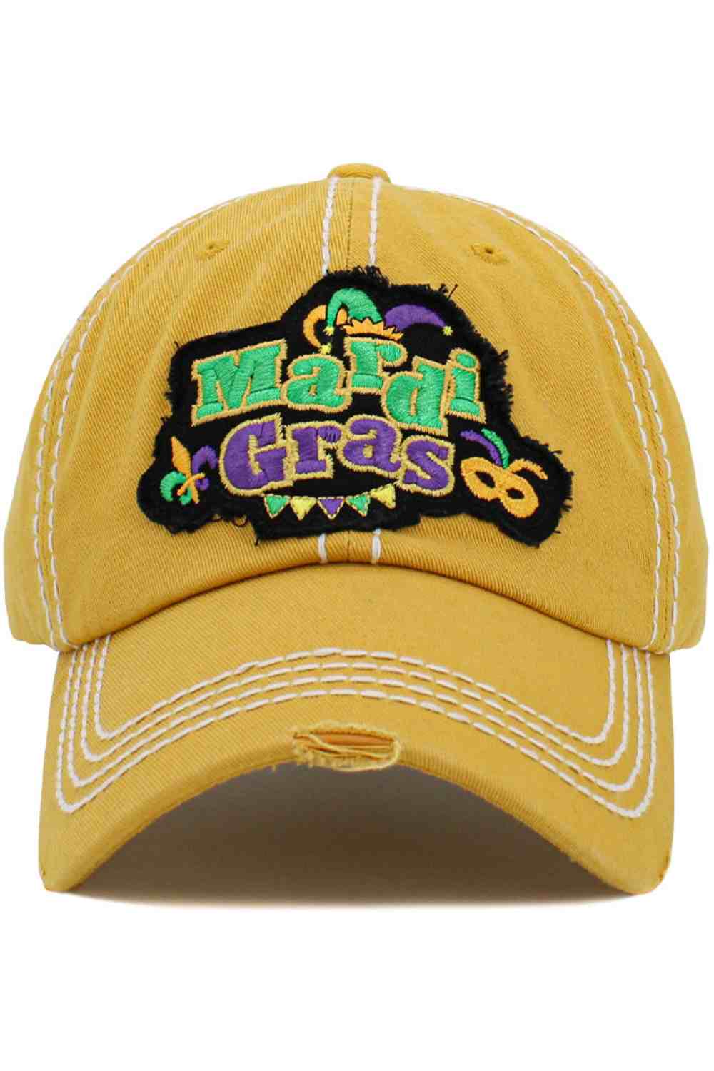 Yellow The MARDI GRAS Vintage Ball Cap features a festive, vintage-inspired design that adds a fun pop of color and personality to any casual look. Comfortable and easy to wear, it’s perfect for celebrations, everyday outings, and showing off your Mardi Gras spirit year-round.