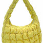 Yellow Compact quilted bag crafted from durable 100% polyester with a timeless solid design. Measuring 8.7" x 11.8" x 3.15", it's the perfect size for everyday essentials, travel accessories, or as a versatile organizer. The quilted texture adds visual interest and subtle structure. Ideal for on-the-go convenience with a sleek, minimalist aesthetic that pairs effortlessly with any outfit.