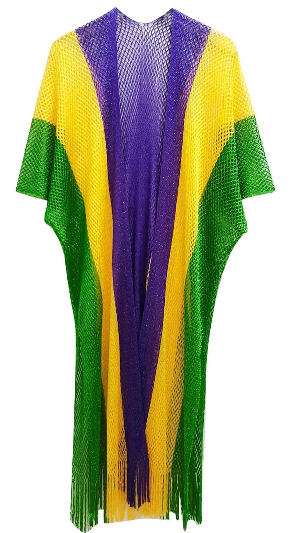 Two Tone Lurex Kimono - Yellow - Kimonos