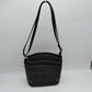 Embossed Floral Multi-Zipper Crossbody Bag with Adjustable Strap - Black - Cross Body Bag