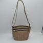 Embossed Floral Multi-Zipper Crossbody Bag with Adjustable Strap - Stone - Cross Body Bag