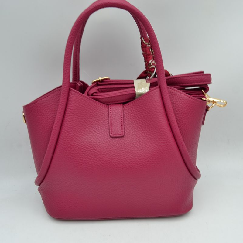 Pebbled Handbag with Scarfed Top Handles and Crossbody Strap - Hand Bag