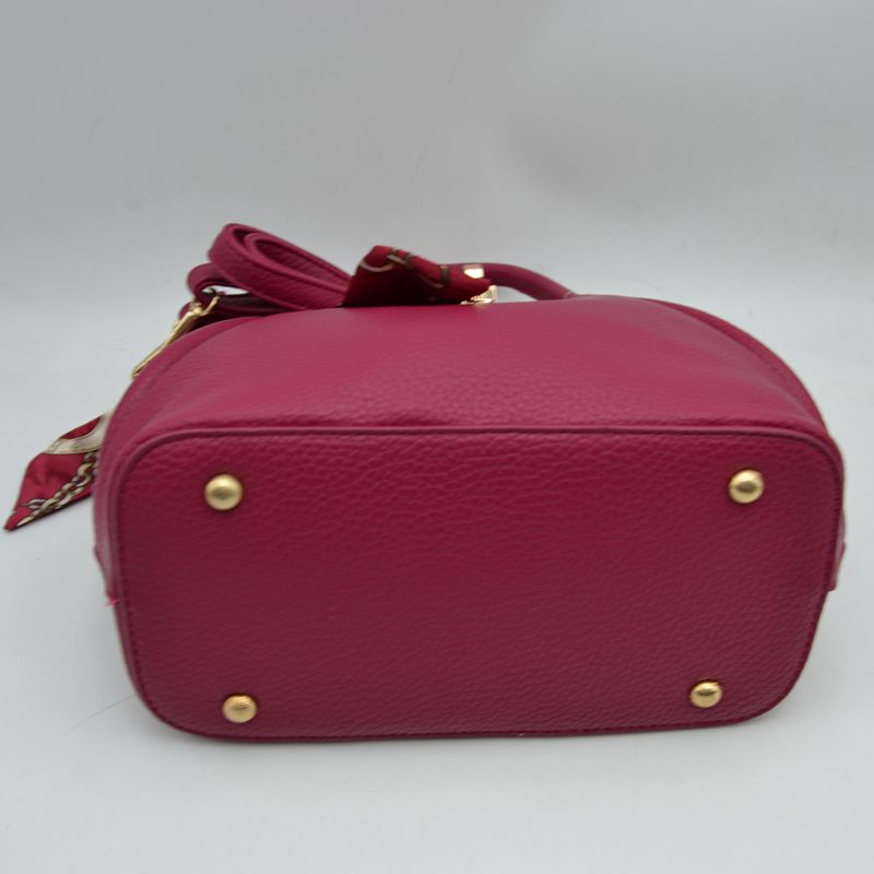 Pebbled Handbag with Scarfed Top Handles and Crossbody Strap - Hand Bag