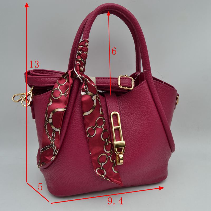 Pebbled Handbag with Scarfed Top Handles and Crossbody Strap - Hand Bag
