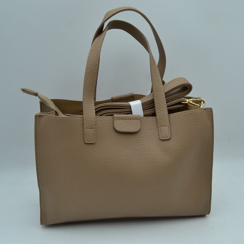Pebbled Tote Bag with Dual Top Handles and Scarf Accent - Tote Bag