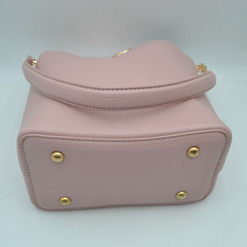 Pebbled Bucket Bag and Crossbody Pouch Set with Circular Lock Accent - Bucket Bag