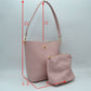 Pebbled Bucket Bag and Crossbody Pouch Set with Circular Lock Accent - Bucket Bag