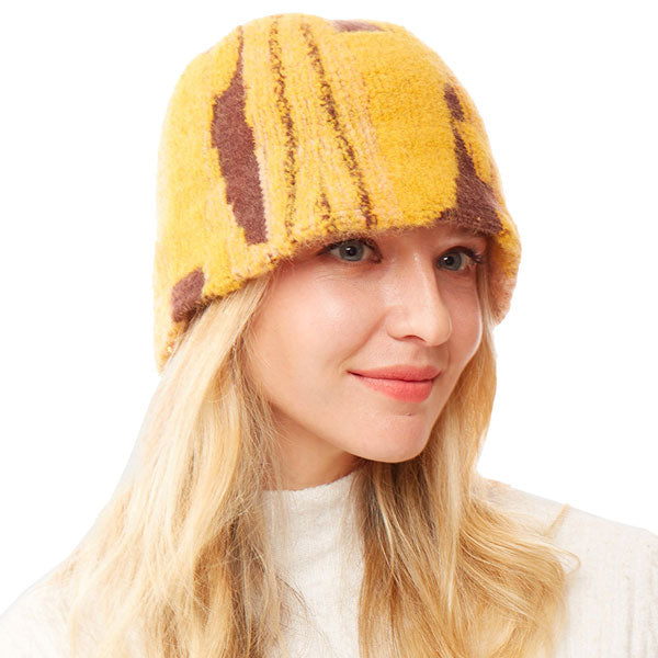 Mustard Abstract Patterned Soft Fabric Bucket Hat. Show your trendy side with this chic animal print hat. Have fun and look Stylish. Great for covering up when you are having a bad hair day, perfect for protecting you from the sun, rain, wind, snow, beach, pool, camping or any outdoor activities.