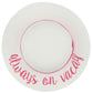 C.C Embroidered Brim Kids Straw Hat 100% Paper Straw Adjustable Strap - Always On Vacay (White / Hot Pink) - Kid’S Sun