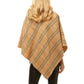 Cozy Warm Plaid Checkered Soft Faux Fur Collar Poncho, ensure your upper body stays perfectly toasty when the temperatures drop, classic, gently nestles around the neck and feels so comfortable to wear. An eye catcher, will become your favorite accessory, coordinates with all your winter outfits.  Ideal Holiday Gift