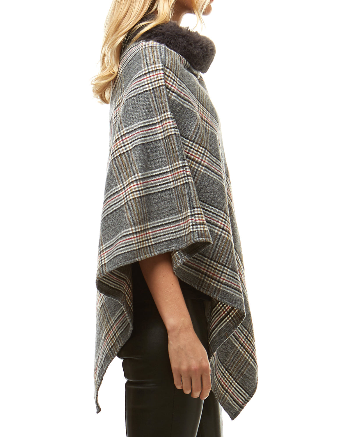 Cozy Warm Plaid Checkered Soft Faux Fur Collar Poncho, ensure your upper body stays perfectly toasty when the temperatures drop, classic, gently nestles around the neck and feels so comfortable to wear. An eye catcher, will become your favorite accessory, coordinates with all your winter outfits.  Ideal Holiday Gift