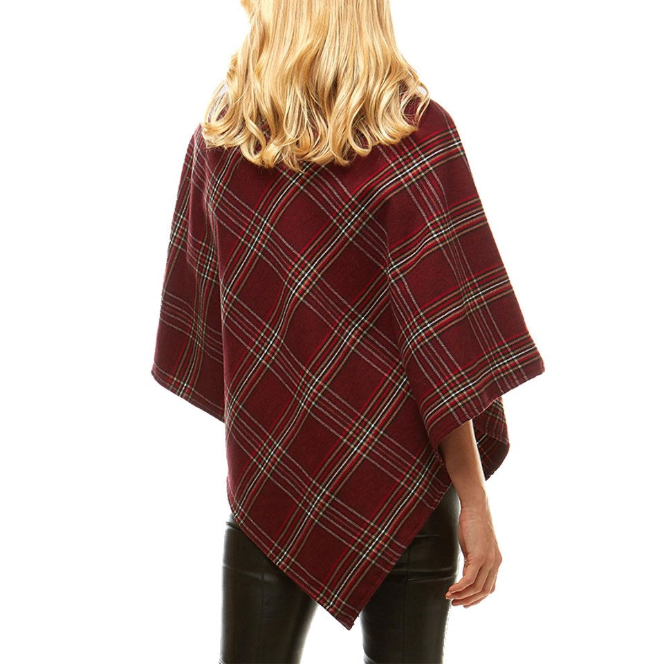 Cozy Warm Plaid Checkered Soft Faux Fur Collar Poncho, ensure your upper body stays perfectly toasty when the temperatures drop, classic, gently nestles around the neck and feels so comfortable to wear. An eye catcher, will become your favorite accessory, coordinates with all your winter outfits.  Ideal Holiday Gift