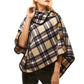 Beige Tartan Plaid Poncho Tartan Plaid High Neck Buttons Poncho Tartan Plaid Ruana High Neck Poncho Tartan Buffalo Plaid Poncho Shawl Wrap Perfect Birthday Gift & Holiday Gift!