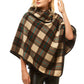 Brown Tartan Plaid Poncho Tartan Plaid High Neck Buttons Poncho Tartan Plaid Ruana High Neck Poncho Tartan Buffalo Plaid Poncho Shawl Wrap Perfect Birthday Gift & Holiday Gift!