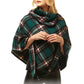 Green Tartan Plaid Poncho Tartan Plaid High Neck Buttons Poncho Tartan Plaid Ruana High Neck Poncho Tartan Buffalo Plaid Poncho Shawl Wrap Perfect Birthday Gift & Holiday Gift!