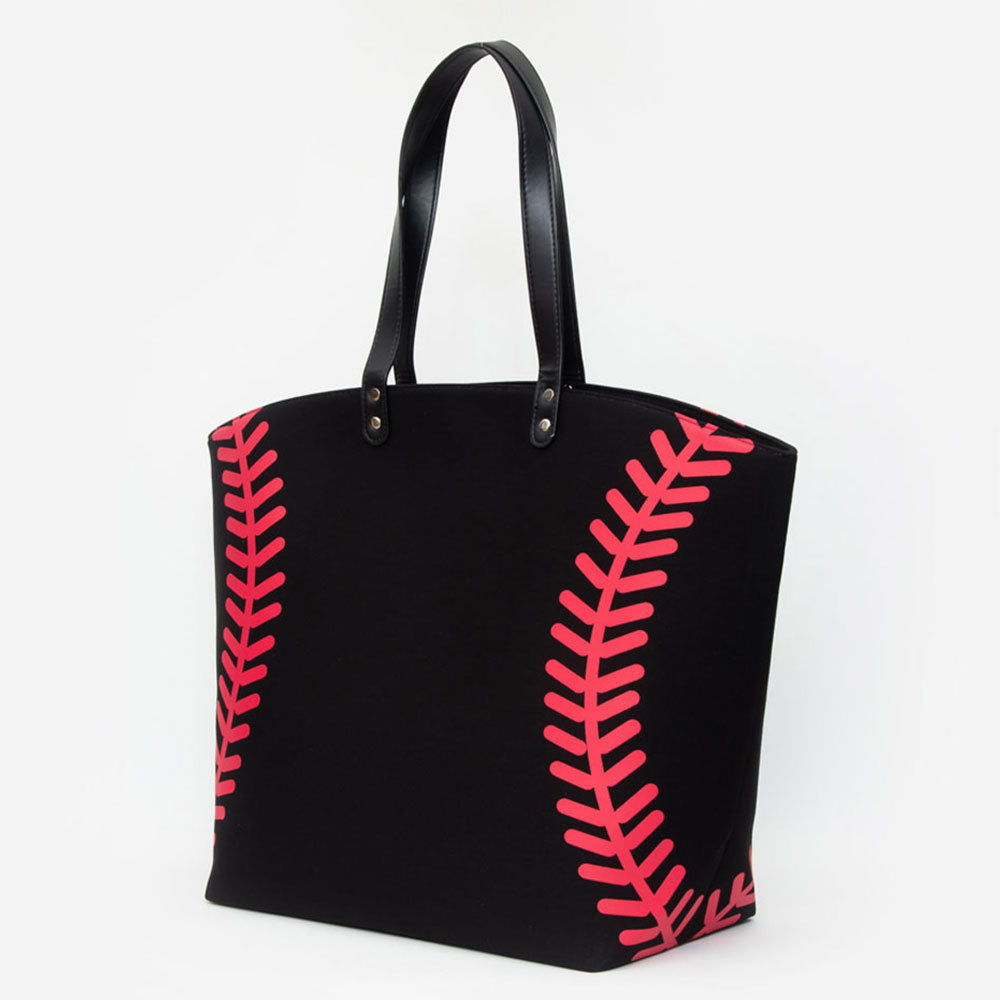 Black Baseball Stitch Large Tote Bag / Shoulder Bag