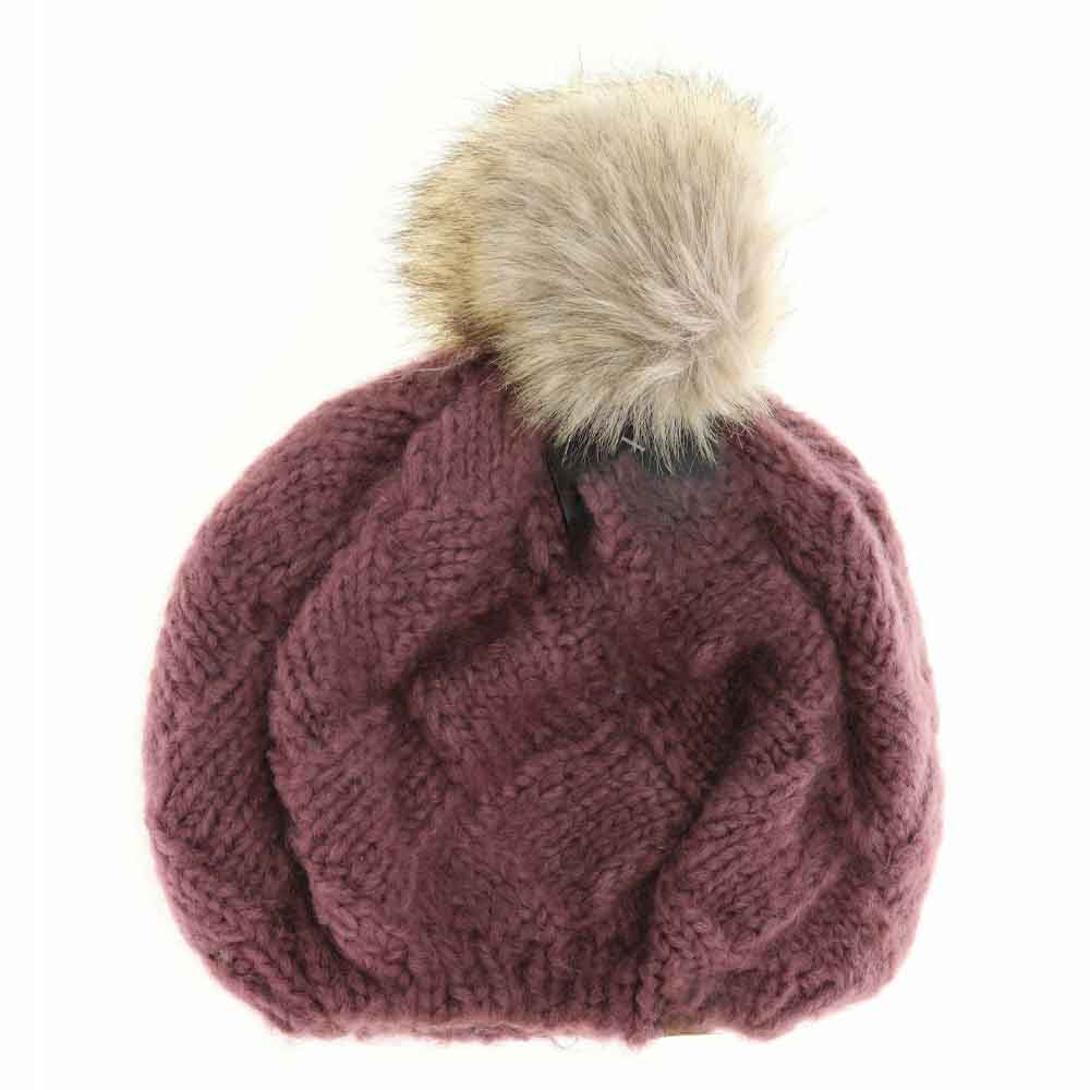 Basket Weaved Knitted C.C Beret - Coco Berry - Beret Hats