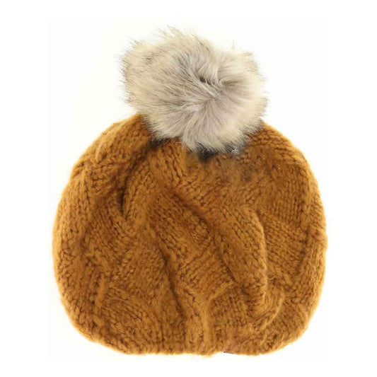 Basket Weaved Knitted C.C Beret - Golden Camel - Beret Hats