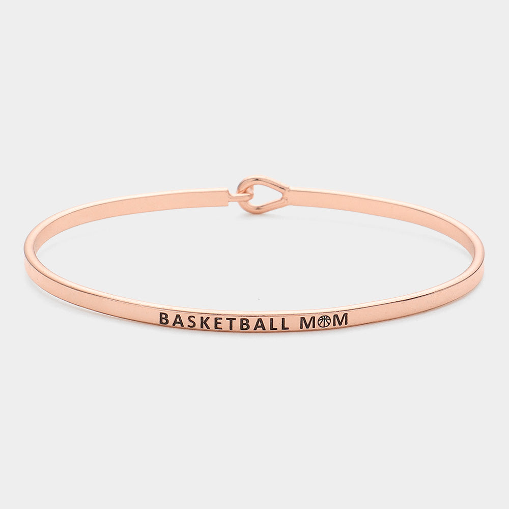 Rose Gold "Basketball Mom" Thin Brass Metal Hook Bracelet