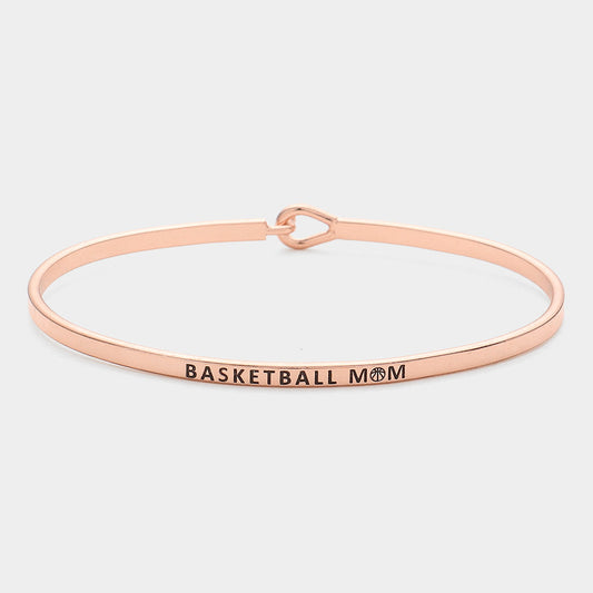 Rose Gold "Basketball Mom" Thin Brass Metal Hook Bracelet