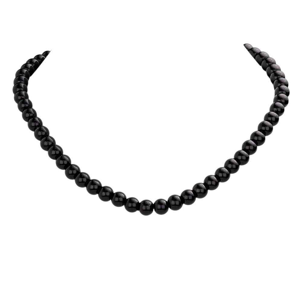 Beaded Necklace - Black - Necklace
