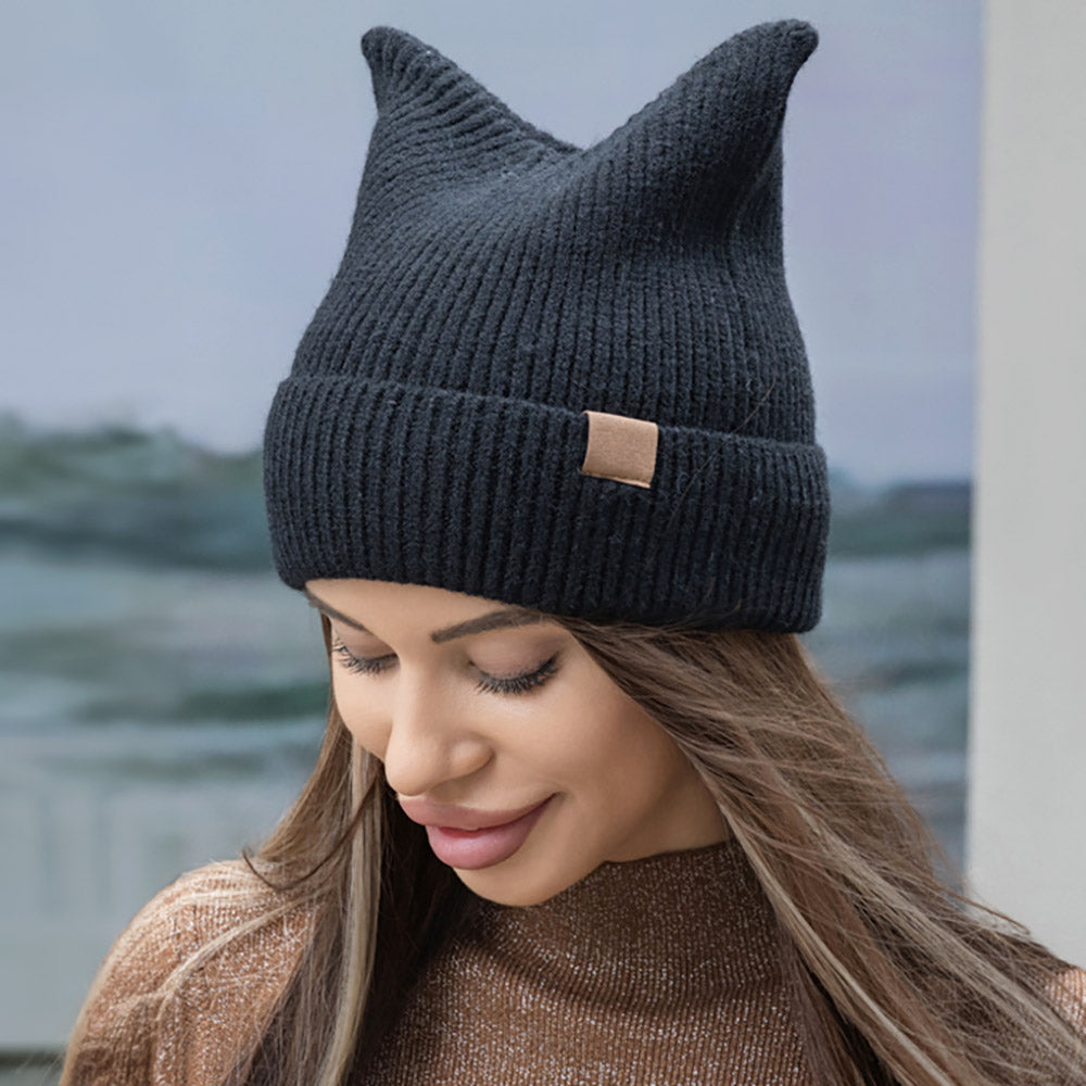 Black Beanie with Cat Ears