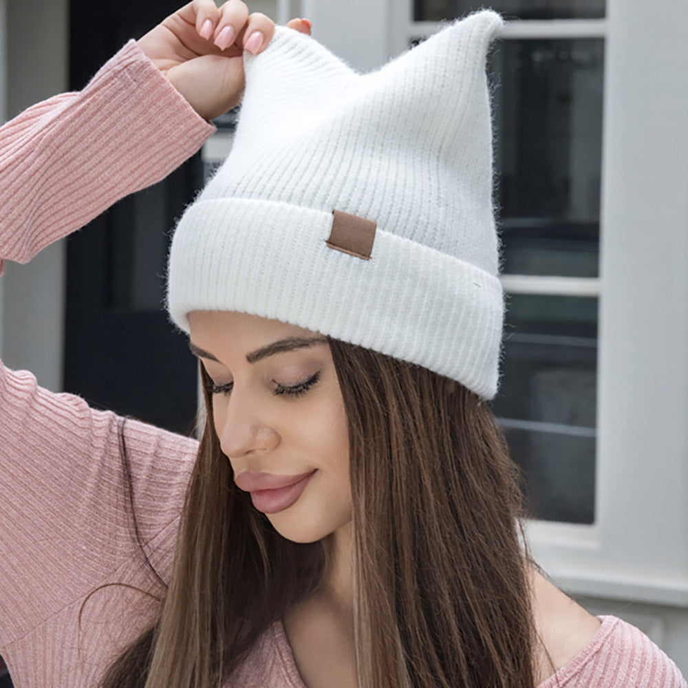 Ivory Beanie with Cat Ears