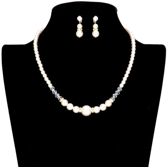 Cream Bicone Bead Pointed Pearl Necklace. Beautifully crafted design adds a gorgeous glow to any outfit. Jewelry that fits your lifestyle! Perfect Birthday Gift, Anniversary Gift, Mother's Day Gift, Anniversary Gift, Graduation Gift, Prom Jewelry, Just Because Gift, Thank you Gift.