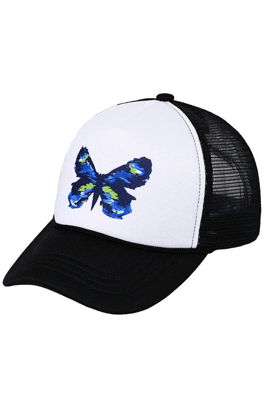 Black This C.C Hand-Painted Abstract Butterfly Trucker Cap boasts a unique, hand-painted abstract butterfly design. Made with superior-quality materials, this cap provides both style and comfort. Don't blend in with the crowd - stand out with this eye-catching accessory.