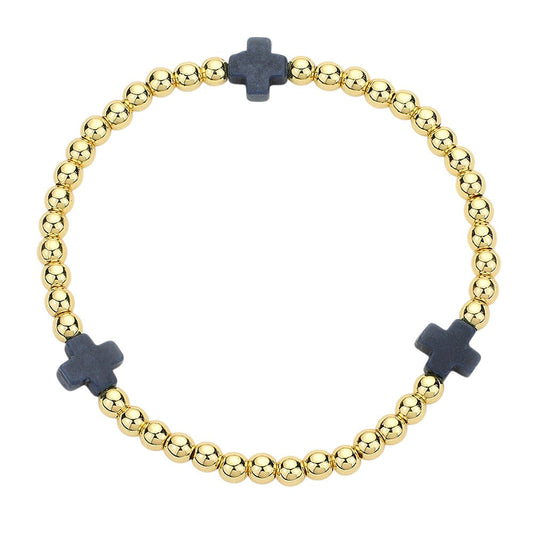 Black-Cross Pointed Stainless Steel Ball Beaded Stretch Bracelet features a unique combination of cross-pointed stainless steel and beaded stretch design. The durable materials make it perfect for everyday wear, while the stylish design adds a touch of sophistication to any outfit. With its comfortable and easy-to-wear construction, this bracelet is a must-have accessory for any fashion-forward individual. Upgrade your jewelry collection with this versatile and timeless piece.
