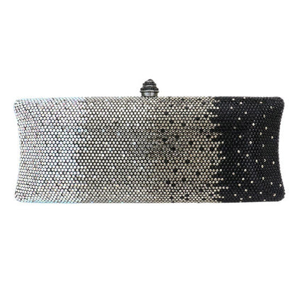 Bling Ombre Rhinestone Evening Clutch Tote Bag - Black - Evening Bags