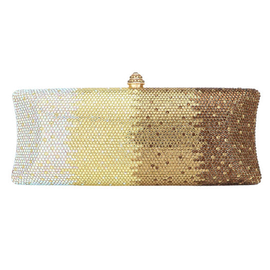 Bling Ombre Rhinestone Evening Clutch Tote Bag - Gold - Evening Bags