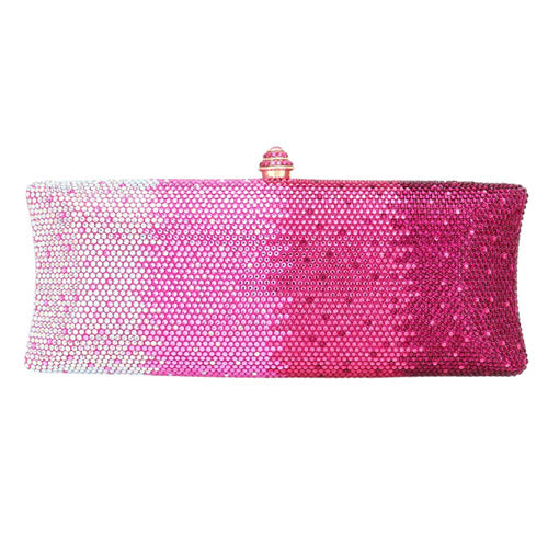 Bling Ombre Rhinestone Evening Clutch Tote Bag - Pink - Evening Bags