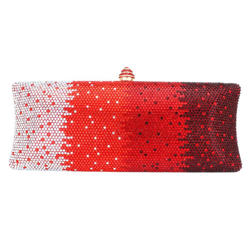 Bling Ombre Rhinestone Evening Clutch Tote Bag - Red - Evening Bags