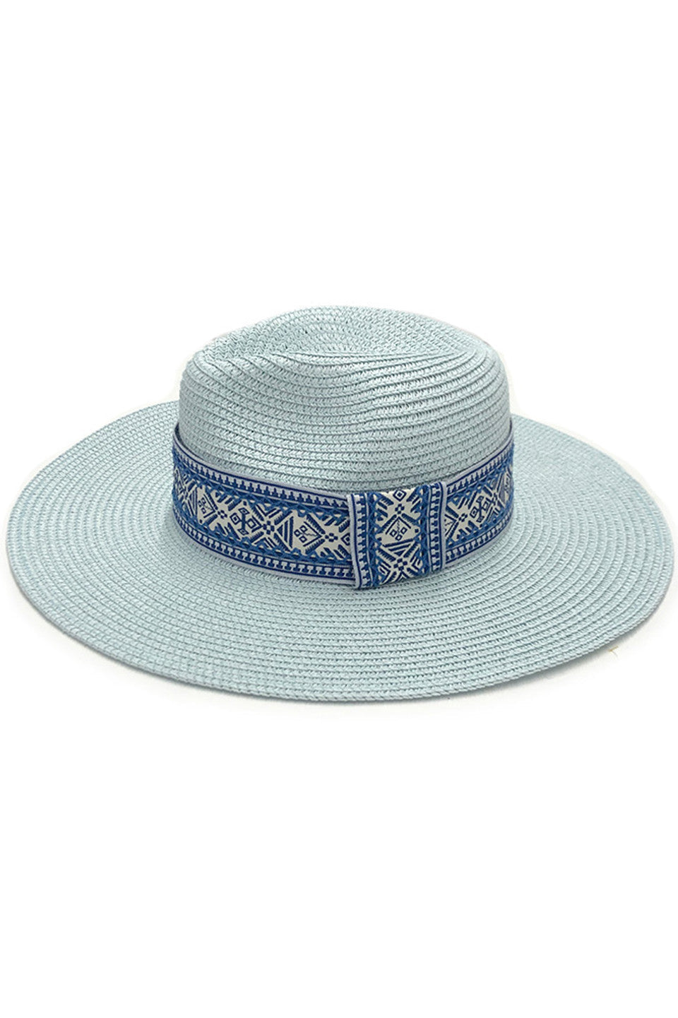 Light Blue BOHO BAND PANAMA HAT features a distinctive boho band, merging traditional craftsmanship with contemporary styling. The tightly woven natural fibers create a resilient yet breathable structure that provides UPF protection while regulating temperature. The proportional brim offers versatile sun coverage without overwhelming the silhouette. A testament to artisanal expertise, this hat maintains its structural integrity through multiple seasons while the unique band adds character to any warm-weathe