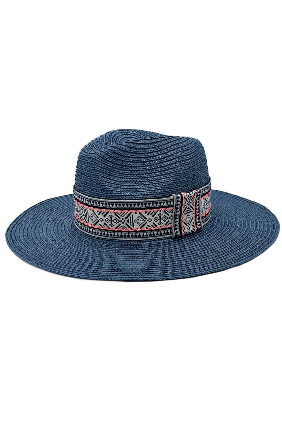 Navy BOHO BAND PANAMA HAT features a distinctive boho band, merging traditional craftsmanship with contemporary styling. The tightly woven natural fibers create a resilient yet breathable structure that provides UPF protection while regulating temperature. The proportional brim offers versatile sun coverage without overwhelming the silhouette. A testament to artisanal expertise, this hat maintains its structural integrity through multiple seasons while the unique band adds character to any warm-weather ense