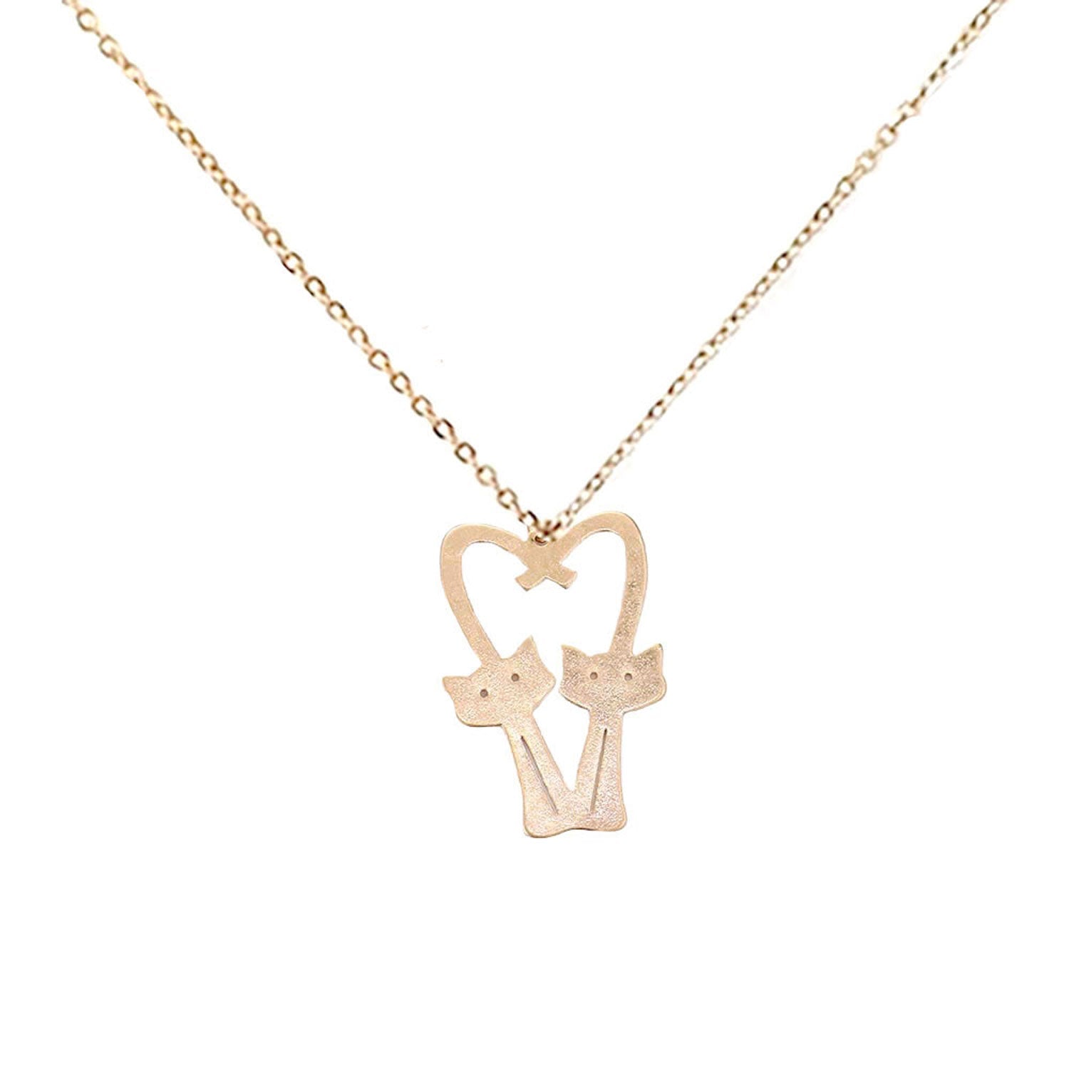 Worn Gold Brass Metal Cats Heart Pendant Necklace, Get ready with these Heart Pendant Necklace, put on a pop of color to complete your ensemble. Perfect for adding just the right amount of shimmer & shine and a touch of class to special events. Perfect Birthday Gift, Anniversary Gift, Mother's Day Gift, Graduation Gift.