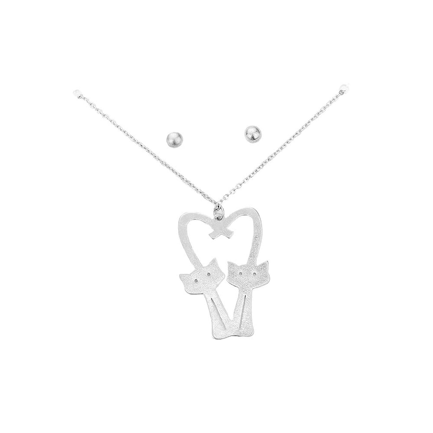 Worn Silver Brass Metal Cats Heart Pendant Necklace, Get ready with these Heart Pendant Necklace, put on a pop of color to complete your ensemble. Perfect for adding just the right amount of shimmer & shine and a touch of class to special events. Perfect Birthday Gift, Anniversary Gift, Mother's Day Gift, Graduation Gift.