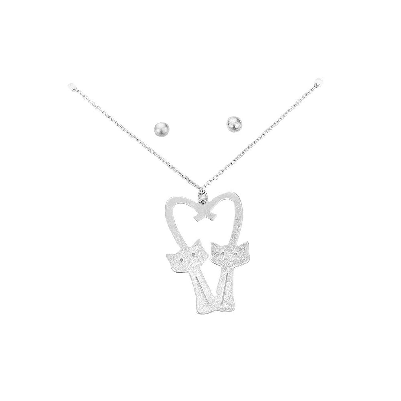Worn Silver Brass Metal Cats Heart Pendant Necklace, Get ready with these Heart Pendant Necklace, put on a pop of color to complete your ensemble. Perfect for adding just the right amount of shimmer & shine and a touch of class to special events. Perfect Birthday Gift, Anniversary Gift, Mother's Day Gift, Graduation Gift.