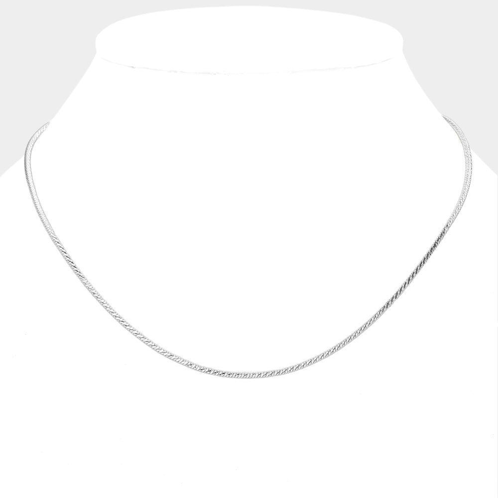 Rhodium Brass Metal Chain Necklace