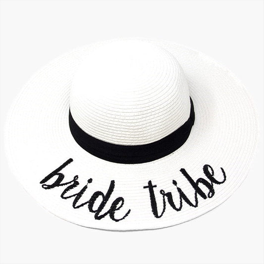 Bride Tribe Embroidery Straw Floppy Sun Hat, whether you‚Äôre basking under the sun at the beach, lounging by the pool or kicking back with friends at the lake, a great hat can keep you cool and comfortable even when the sun is high in the sky.  Great for Bachelorette Party, Getaways, Beach, Pool, Cruise;