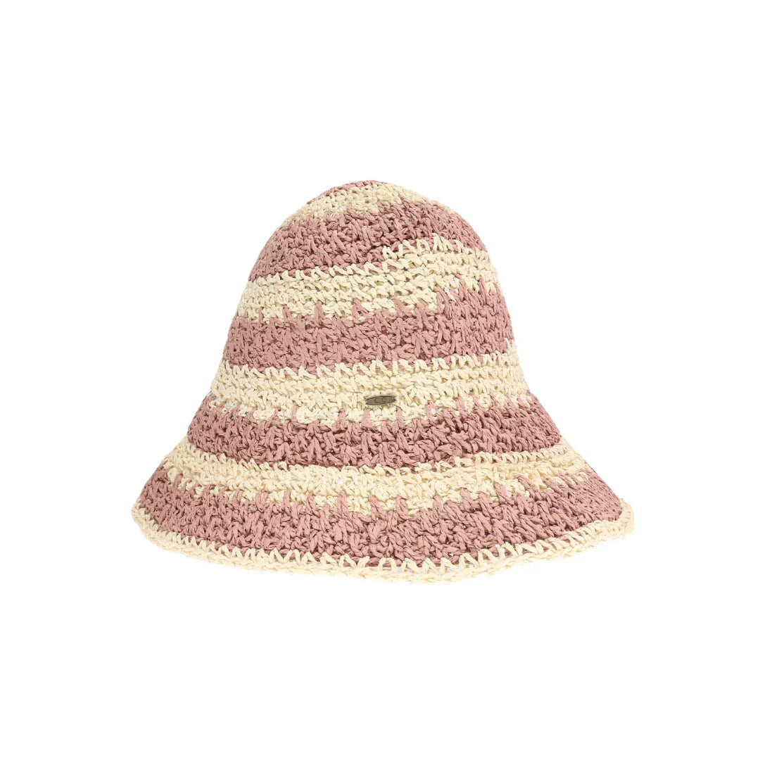 Mauve Broad Striped Paper Straw Hand Crochet C.C Bucket Hat combines artisanal craftsmanship with breathable, lightweight materials. Its hand-crocheted paper straw construction ensures durability and comfort, while the broad striped design adds a sophisticated, timeless aesthetic. Ideal for sun protection and stylish outdoor wear, this bucket hat offers both function and fashion for discerning customers seeking quality and unique headwear.