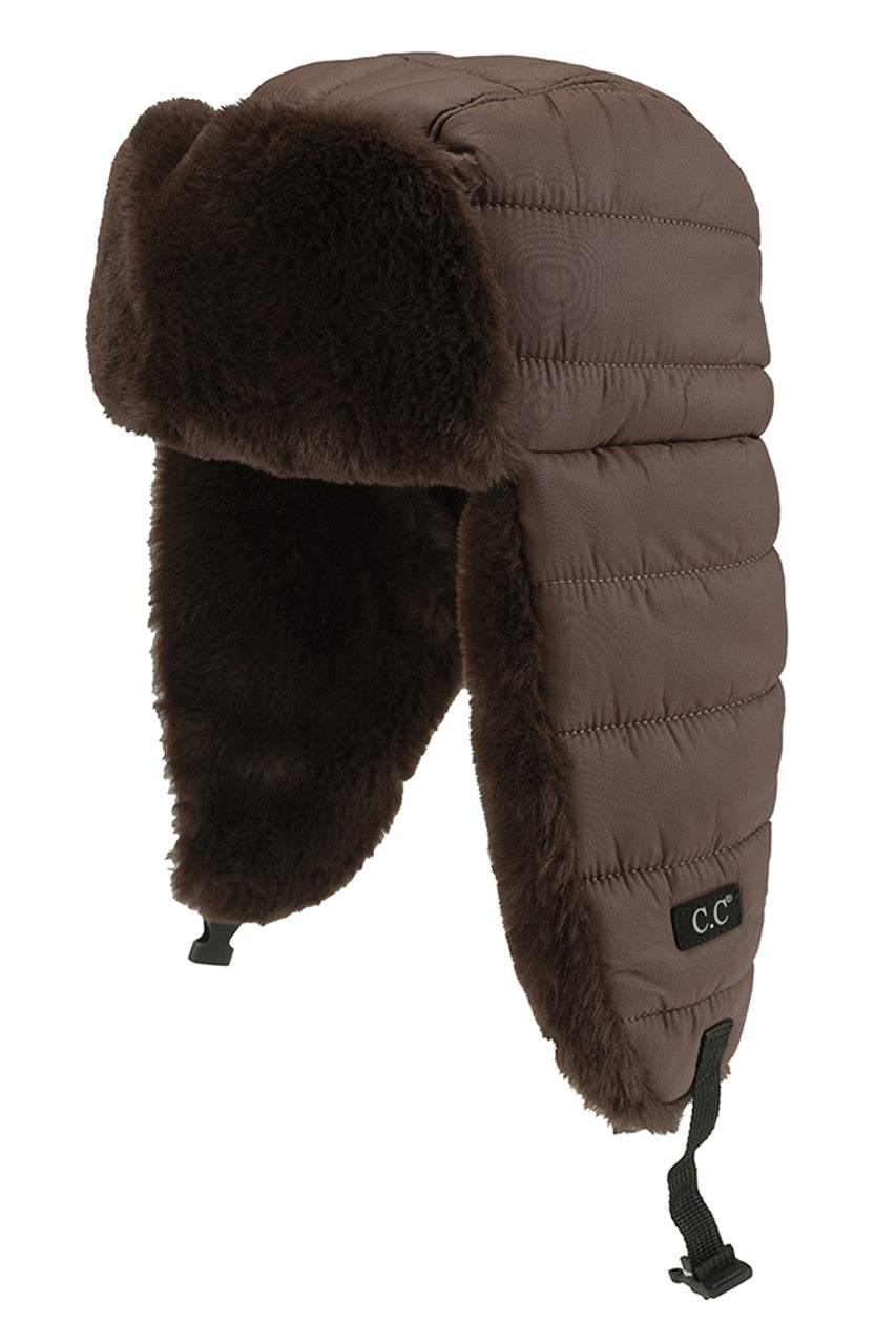 Brown C.C Padded Faux Fur Trapper Hat combines technical performance with timeless design. Constructed with premium padding and luxurious faux fur lining, this hat delivers superior thermal regulation in cold environments. The classic trapper silhouette features adjustable ear flaps that provide customizable protection against wind and precipitation, while the structured crown maintains its shape through extended wear. Ideal for both urban commutes and outdoor adventures.