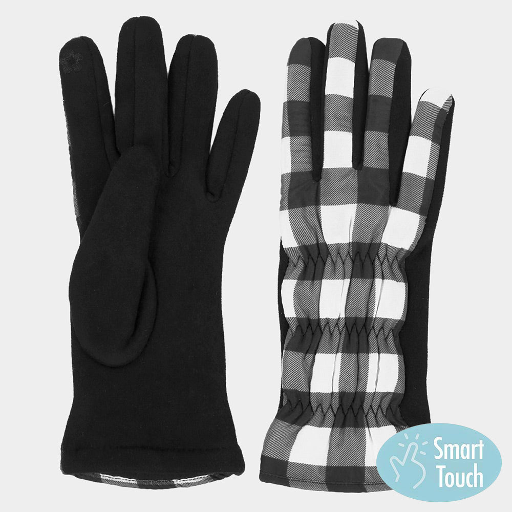 Black Buffalo Plaid Smart Touch Gloves