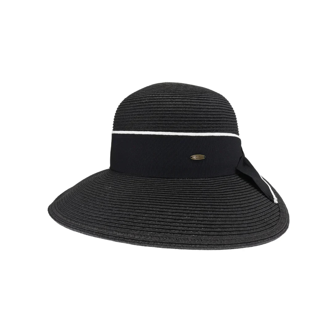 Black Butterfly Split Bow Back C.C Brim Hat combines stylish design with functional comfort. Featuring a split bow detail at the back, this hat offers an adjustable fit for all-day wear. Its structured brim provides sun protection while maintaining a fashionable look, making it an ideal accessory for outdoor activities or casual outings. Crafted with quality materials, it ensures durability and breathability, perfect for those seeking both style and practicality in a hat.