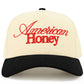 Black Red C.C AMERICAN HONEY Letter embroidered Trucker Hat&nbsp;features precision-embroidered lettering on a classic mesh-back design. Constructed with a structured front panel and breathable rear mesh, it delivers both style and functionality. The adjustable snapback closure ensures optimal fit, while the embroidered patriotic motif makes a bold statement for casual outings or outdoor activities.