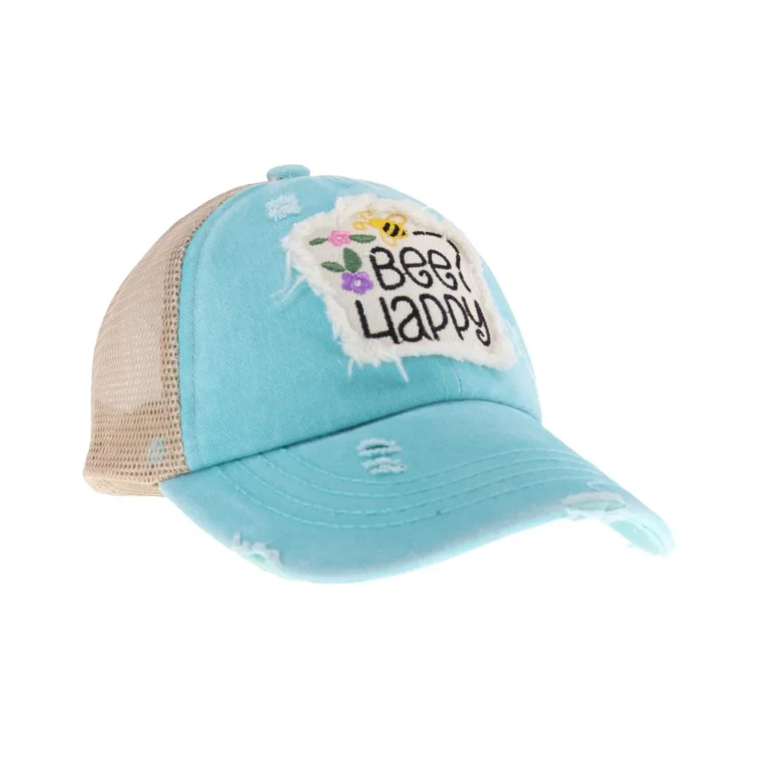 C.C BEE HAPPY PATCH KID PONY CAP - Mint - Pony Cap