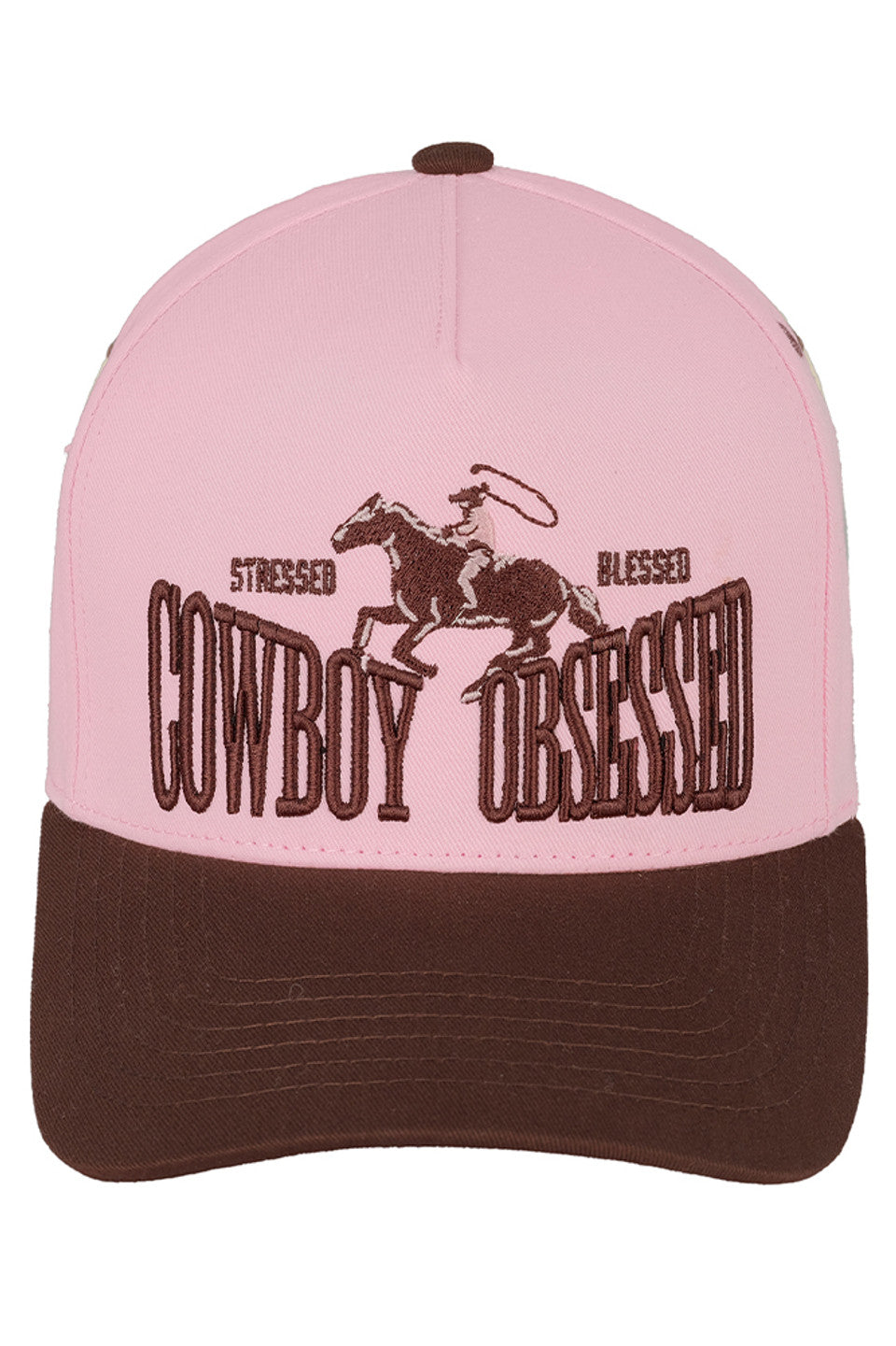 Brown Pink C.C Cowboy Obsessed Embroidered Cotton Trucker Cap combines classic style with durable comfort. Crafted from breathable cotton, this trucker cap features detailed embroidery that highlights a cowboy-inspired design, perfect for enthusiasts seeking both function and flair. Its adjustable snapback ensures a secure fit, making it ideal for outdoor activities or casual wear. This cap offers a timeless accessory that blends rugged charm with everyday practicality. 