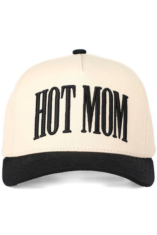 Black C.C HOT MOM Trucker Hat features precision embroidered lettering on a durable mesh design. The adjustable snapback ensures a comfortable fit for all-day wear, while the structured front maintains its shape. Perfect for casual outings or protecting yourself from the sun with style and personality. 