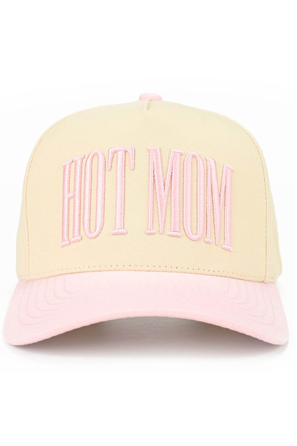 Light Pink C.C HOT MOM Trucker Hat features precision embroidered lettering on a durable mesh design. The adjustable snapback ensures a comfortable fit for all-day wear, while the structured front maintains its shape. Perfect for casual outings or protecting yourself from the sun with style and personality.